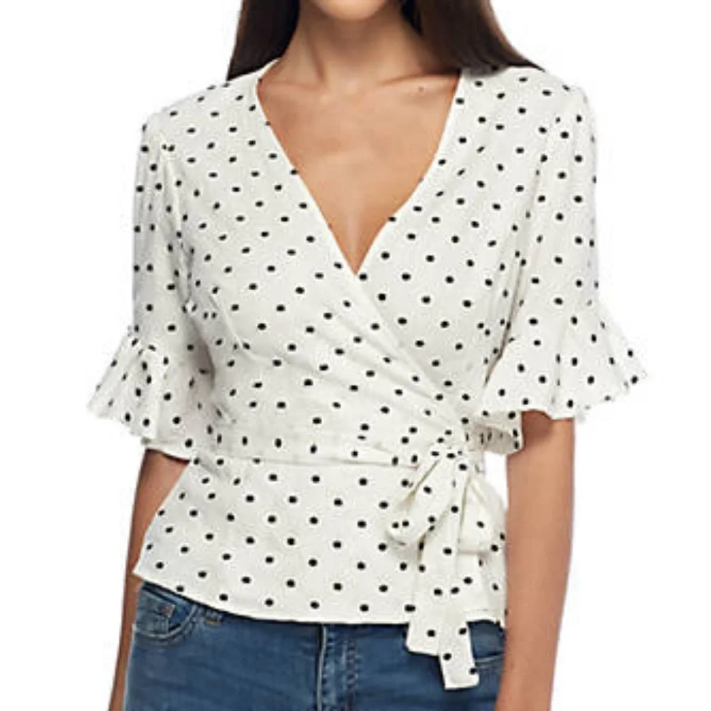 New Wayf Kaitlyn Dot Linen Top - Picture 1 of 1